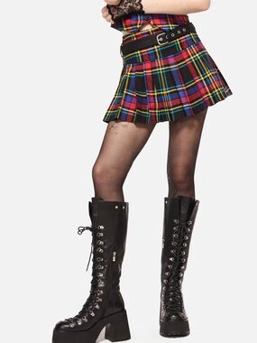 NWT Dangerfield Tartan Pleated Skort with Belt - Multicolor - Women’s Size 20